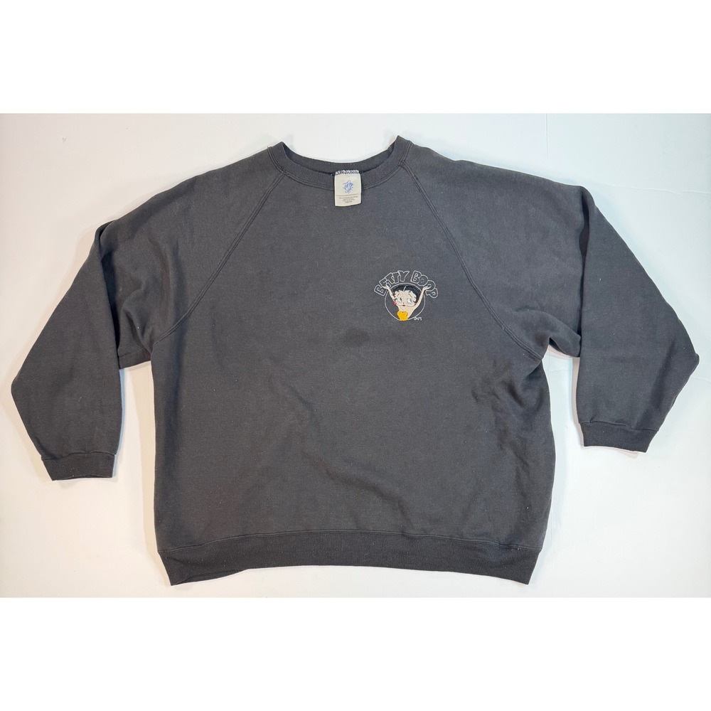 Vintage Betty Boop Just My Size‎ Sweatshirt Black Embroidered Pullover 14W/16W
